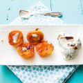 Albaricoques caramelizados con helado de mel,[...]