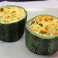 Calabacines rellenos de mejillones