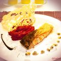 Tournedós de salmón con teja de Parmesano