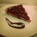 Tarta de chocolate blanco y frambuesas.
