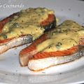 Salmón con salsa de pimienta a la mostaza