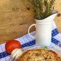 Lasaña de berenjenas con pavo y queso.