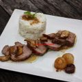 Solomillo de cachena con manzana y boletus