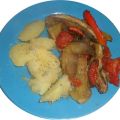 Berenjenas con pimiento poblano, tomates y[...]