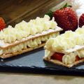 Milhojas de fresas y queso mascarpone