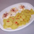 PATATAS A LO POBRE Y HUEVOS POCHÈ CON CHORIZO