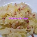 Repollo salteado con ajos y jamón, con Thermomix