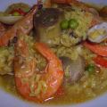 Arroz caldoso con langostinos y almejas