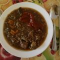 Lentejas con arroz y lomo de orza