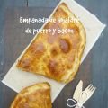 Empanada de hojaldre de puerro y bacon
