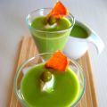 Crema fría de guisantes con crujiente de jamón