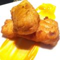 Merluza crujiente con salmorejo
