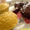 CONEJO AL CHOCOLATE CON FLAN DE PATATA