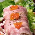 Rollitos de queso, nueces y jamón cocido