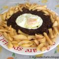 Morcilla con manzana reineta y huevo