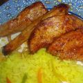 Pollo Adobado a la plancha con Arroz Azafranado