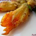 Flores de calabacín crujientes rellenas de queso