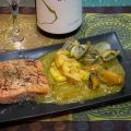 Salmón salvaje con salsa marinera al azafrán