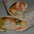 Fajitas con verduras y gambones