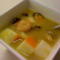 Crema de verduras con marisco