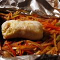 Papillote de verduras y pescado