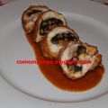Pollo relleno de espinacas y piñones