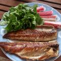 Caballa a la plancha y canonigos