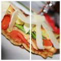 crêpe de albahaca con tomates cherry y setas /[...]