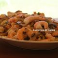 SPAGUETIS FINOS CON LANGOSTINOS Y CHAMPIÑONES