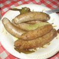 Butifarras de setas con salsa de laurel