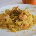 Arroz a la Naranja con Alcachofas y Gambas