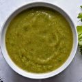 Crema de verduras con cilantro y albahaca