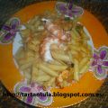 Macarrones con langostinos