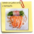 Salmón con judías verdes y mantequilla.