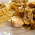 CAPELLINI CON POLLO EN SALSA DE CHAMPIÑONES