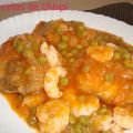 MERLUZA CON GUISANTES Y GAMBAS
