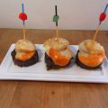 Pincho de morcilla y vieira