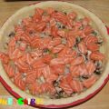 Quiche de salmón con calçots y champiñones
