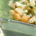 Garbanzos con bacalao y puré de espinacas