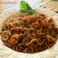 Fideos con langostinos y calamares