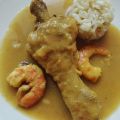 MUSLOS DE POLLO CON LANGOSTINOS ( microondas)
