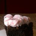 Tarta de Coulant de chocolate con crema de fresa
