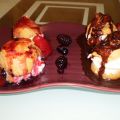 Lionesas con frutas del bosque al chocolate