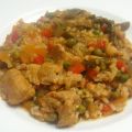 Arroz integral con verduras y pechuga de pavo