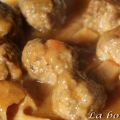 Albóndigas en salsa con sepia y setas