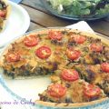 Quiché de acelgas, carne picada y tomatitos