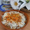 ESPAGUETIS CON SOFRITO DE VERDURA Y CARNE.