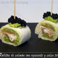 Rollitos de salmón con aguacate y salsa tártara