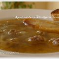 Sopa de cebolla con albóndigas de ternera