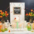 Candy bar en tonos naranja y verde